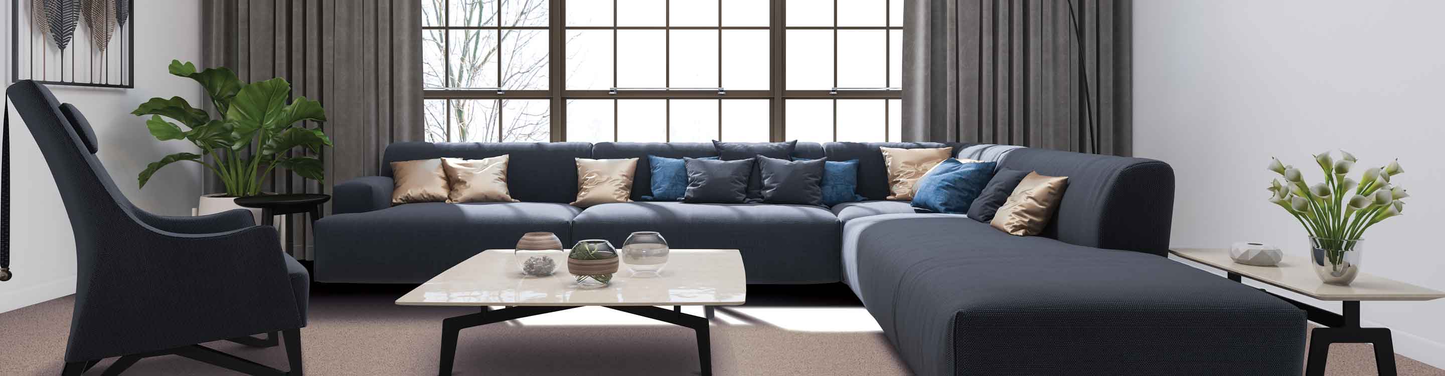 grey curtain in Lakewood, WA, living room